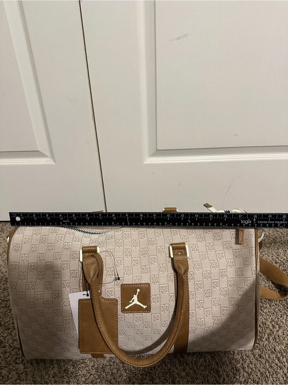 NWT Jordan Monogram Duffle Bag 20L Coconut Milk Beige Tan Travel Gym MA0759